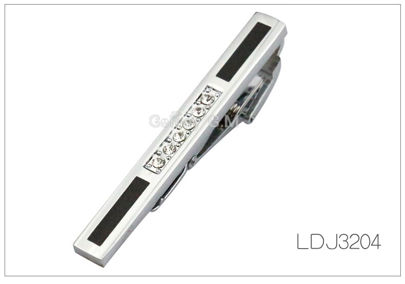 Silvery Tie Clip For Men Classic Meter Tie Clips Alloy Tie Bar Enamel Tie Collar Pin Crystal Business Corbata: LDJ3204