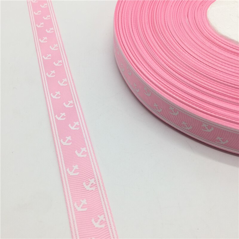 6 kleuren 3/4 "(20mm) 5 yards Gedrukt Anker Grosgrain Lint Voor Riem Cadeau Verpakking Bruiloft Decoratie Kerst Levert: Pink