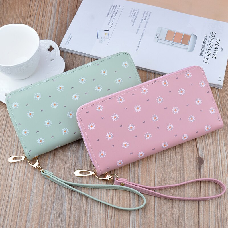 Laamei mulheres carteira longa flor impressão feminina carteiras embreagem senhora bolsa zíper telefone bolso titular do cartão das senhoras sacos de titular do cartão