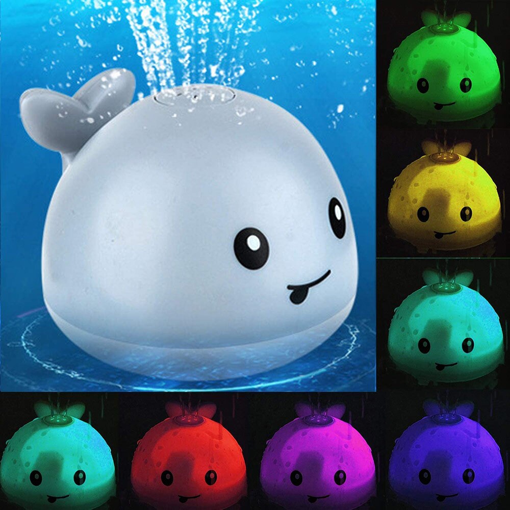 Baby Water Spray Bath Toy Whale Shape Led Light Water Spray Ball Swimming Float Toy Electric Automatic Induction Sprinkler Toys