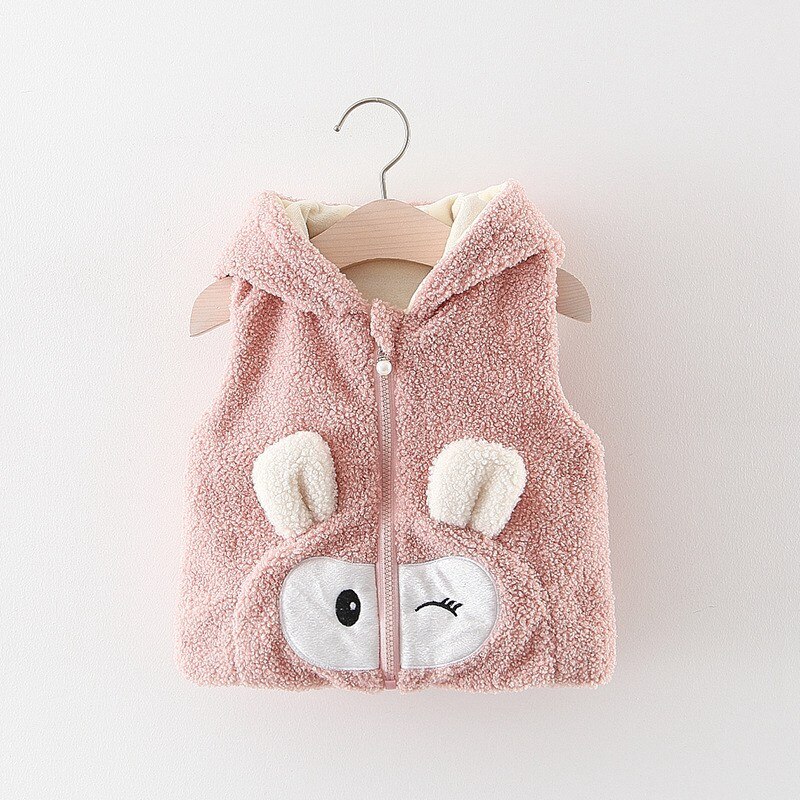 Kids Baby Vest Hooded Winter Spring Cartoon Kidsl Autumn Coats Clothes Winter Vest For Boys Girls Baby Kids Clothing: Pink / 6-12M