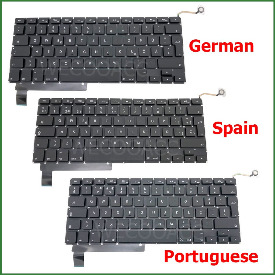 Laptop nowa klawiatura A1286 dla Macbook Pro 15 &quot;A1286 wymiana klawiatury UK US FR ES PT RU DE CH HU układ 2009 2010 2011 2012