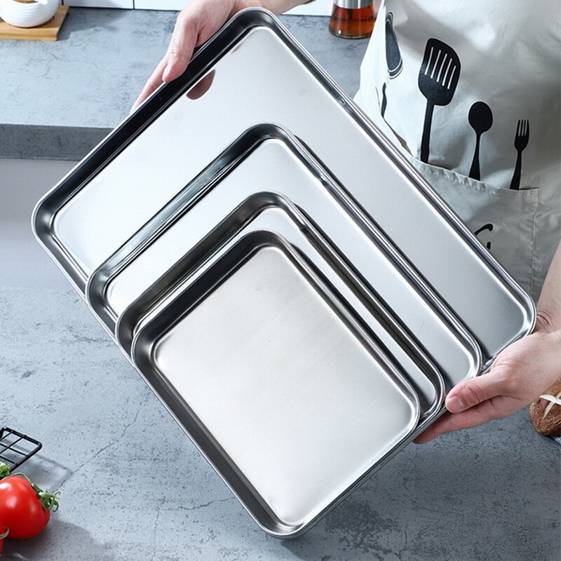 Stainless Steel Baking Sheet Cookie Pan With Cooling Rack Metal Bakery Quarter Sheet Pan Nonstick Jelly Roll Pan For Oven#