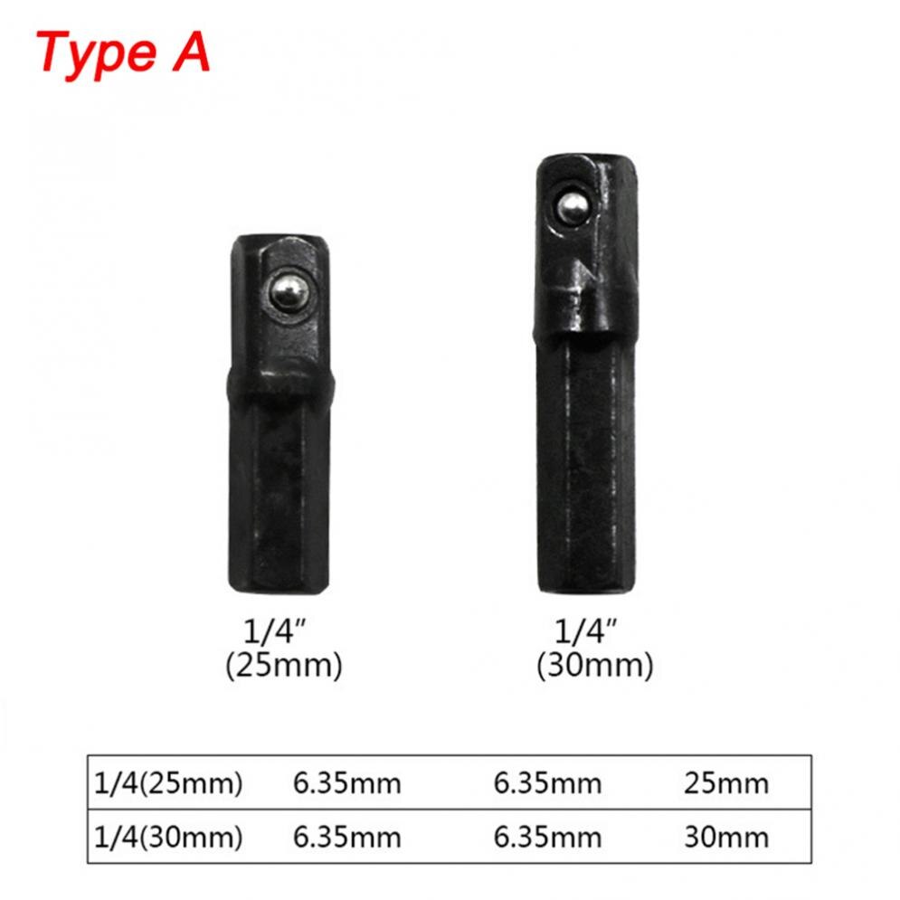 1/4 3/8 1/2 Inch Drill Socket Adapter Set Hex Shank Square Socket Drill Bit Bar Extension Impact Driver Drill Bits: Type-A