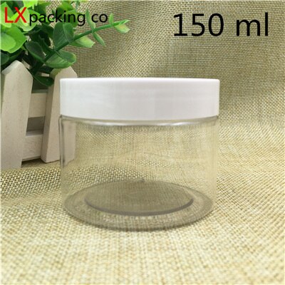 40 PCS 50 80 100 150 200 250 ML Clear Plastic Packaging Bottles White Lid Spice Container Bank With Seal Sticker: 150ml white lid 40