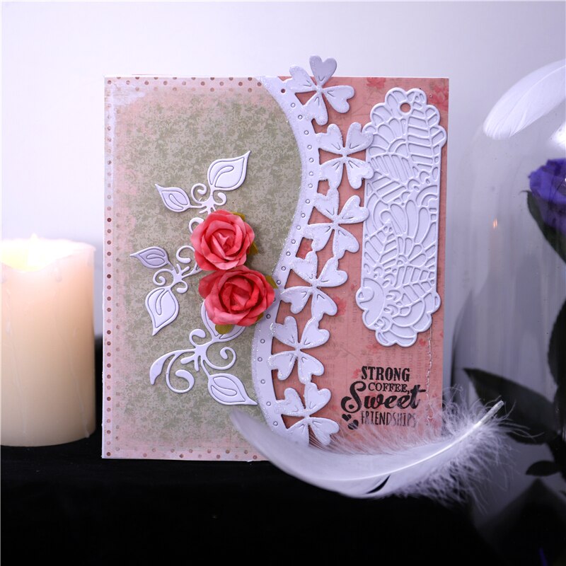 YaMinSanNiO Flower Border Lace Frame Metal Cutting Dies for DIY Scrapbooking Craft Cards Embossing Die Four-leaf Clover Diecut