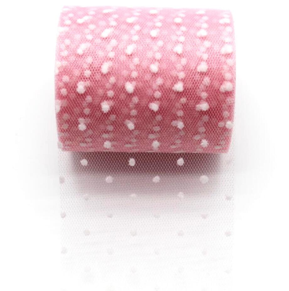20 yards / volumen 3 '' 7.5 cm hvide prikker håndlavet materiale hovedbeklædning dekoration tutu nederdel tyl rulle 75mm bånd: 05