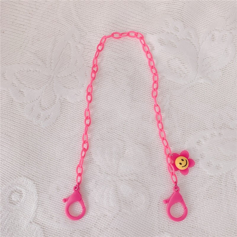 Cute Colorful Smily Anti-lost Face Cover Lanyard Adjustable Mask Chain for Women Neck Chain Glasses Strap Necklace Strap Holder: flower rose