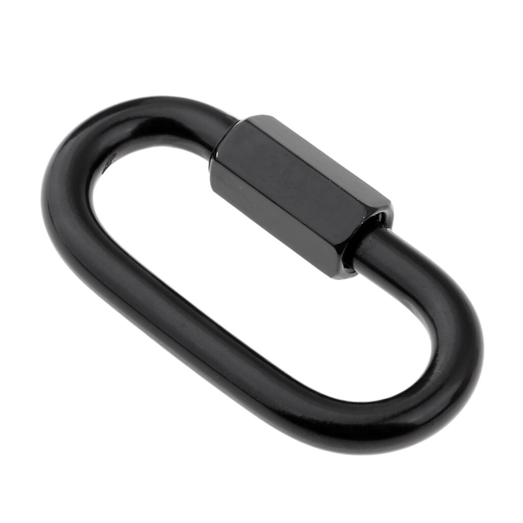 Stainless Steel D Shape Locking Carabiner Quick Link Chain Connector Keychain Buckle
