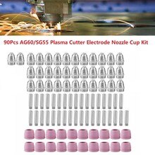 90 Pcs AG60 SG55 Plasma Cutting Machine Consumables Kit 35 Electrodes+35 Nozzles+20Ceramic Shield Cups Welding Repair Supplies