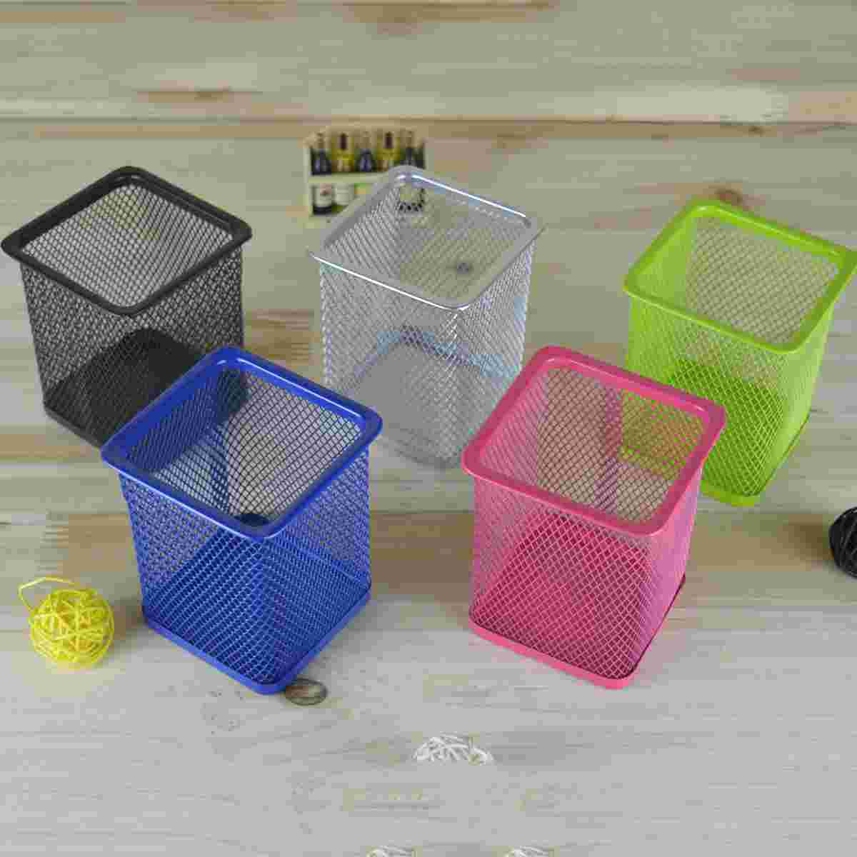 Porte-stylos en maille métallique, conteneur carré à crayons, Structure robuste, Pot à stylos léger, porte-crayons de bureau, fournitures de bureau