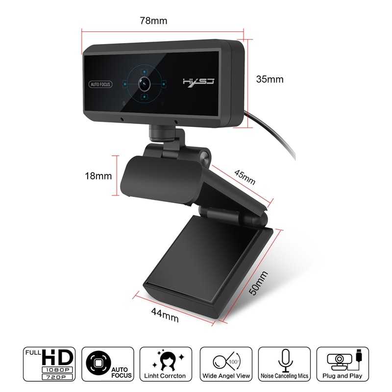 -HXSJ Webcam Usb 3.0 Auto Focus Web Camera Digitale Full Hd 1080P Webcam Met Microfoon 5.0 Megapixel Cmos pc Camera Voor Lap