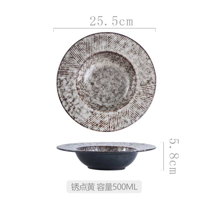 25.5 cm criativo chapéu de palha placa cerâmica redonda profunda placa de sopa japonês hotel jantar placa de jantar placa de macarrão em casa: B