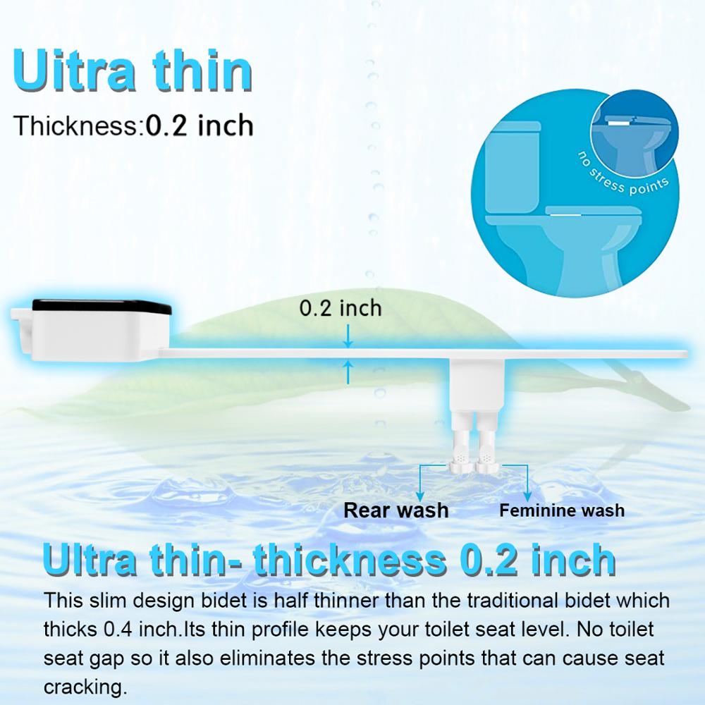 Soosi Non-Elektrische Mechanische Toiletbril Bidet Attachment Ultra Dunne Dual Nozzle Spuit Verse Water Spray Voor Persoonlijke Hygiëne