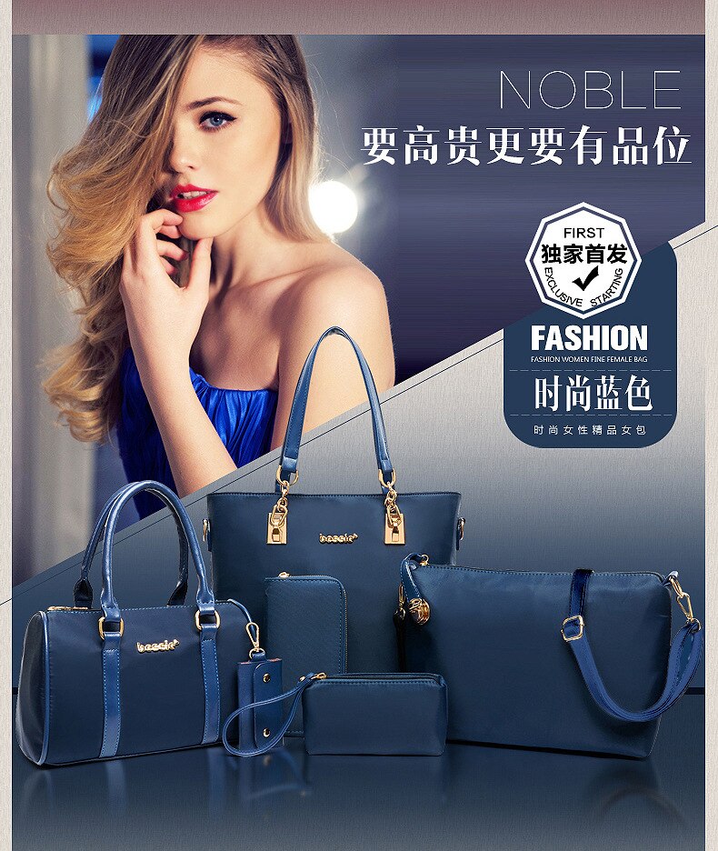 Verkoper Modieuze Vrouw Zak Ilting Vrouw Zak Vrouw Zak Tote Zachte Messenger Bag Key Packet 6 Keer Krachtige: Blauw