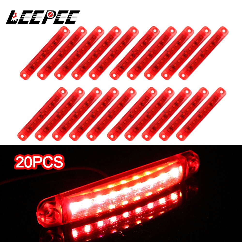 LEEPEE Side Marker Lights 20Pcs/set Parking Lights Tail indicators Parking Lights For Bus Truck Trailer Red 9 LED 24V Lamps