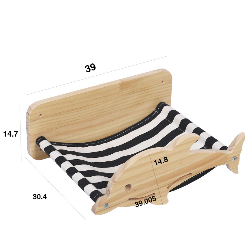 Hamaca montada en la pared para gatos, estante grande de madera para rascar, poste de escalada, muebles colgantes, camas para dormir, casa del árbol: WW1148
