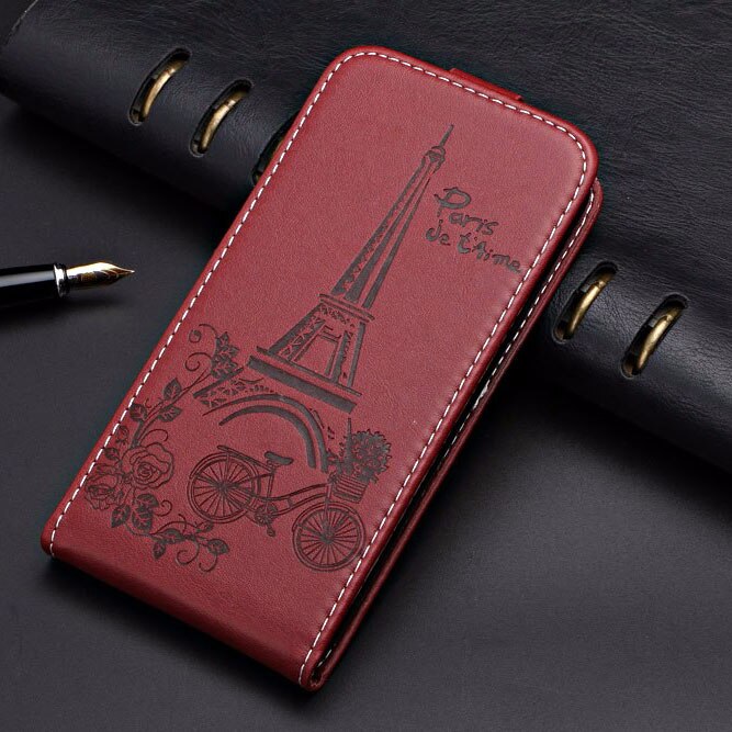 Voor huawei honor 9 lite lld -l31 hoesje tpu zachte achterkant flip leren hoesje verticale hoes: Flip toren wijn rood