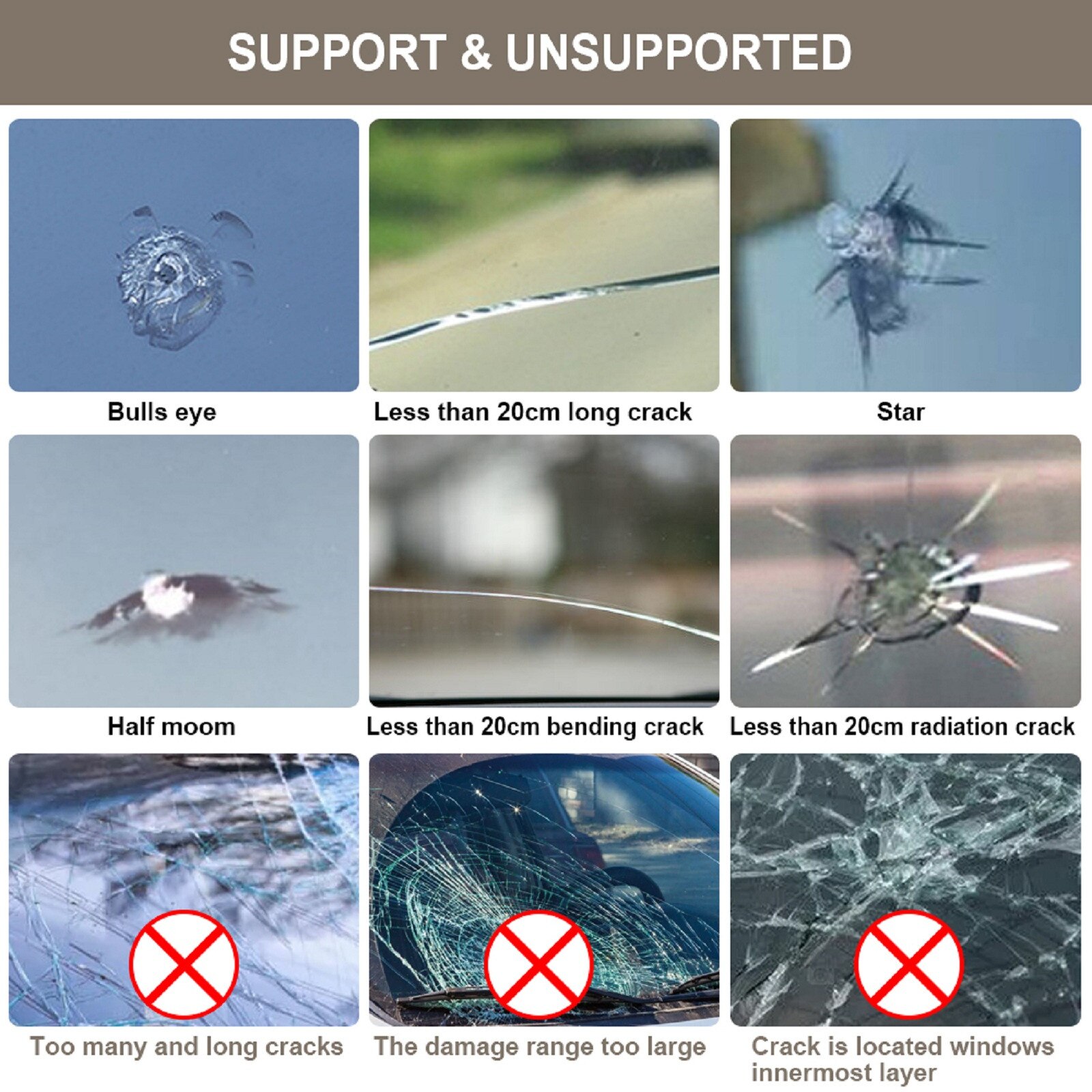 Car Windshield Repair Kit Crack Chip Scratch Remover Automotive Glass Nano Repair Fluid Windshield Repair Resin Kit Tool #50