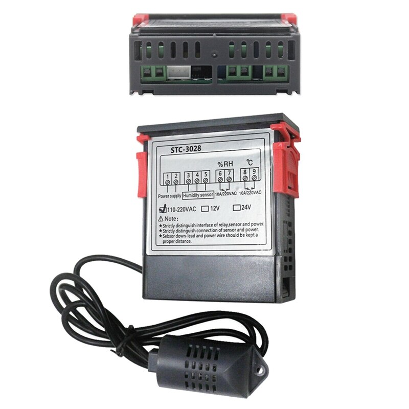 STC-3028 Digital Thermostat Hygrostat Temperature Humidity Controller Regulator Heating Cooling Control