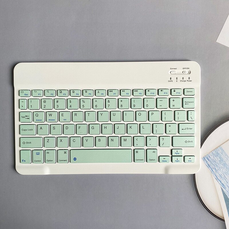 EAOR 80-key Mini Bluetooth Keyboard for iPad Tablet Rechargeable Slim Wireless Keyboard for Android iOS Windows Samsung Huawei: Green-10 inch