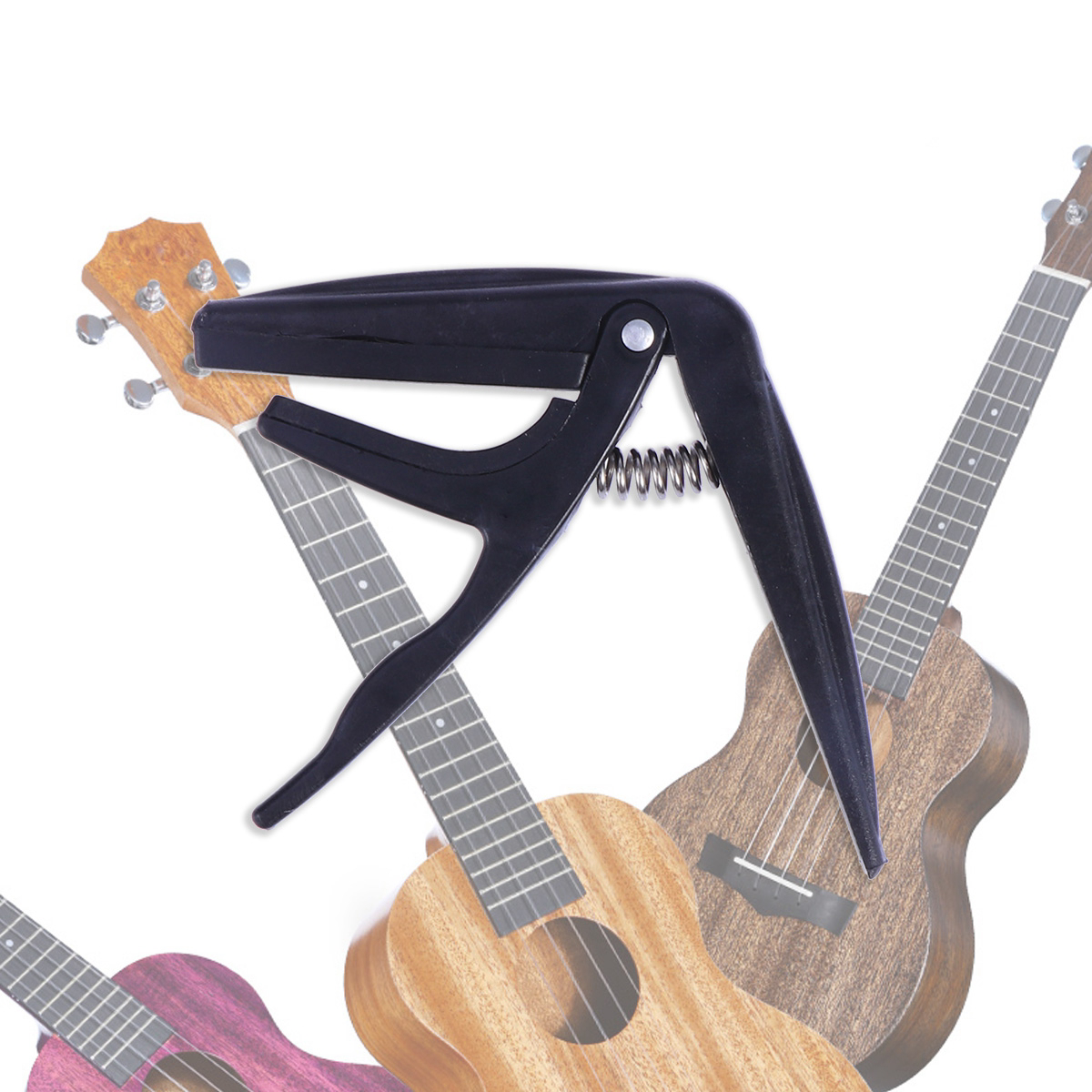 Capo Voor Ukelele Akoestische Gitaren Banjo Muziekinstrumenten Gitaar Onderdelen Siliconen Pad Snaarspanning Zinklegering: Black