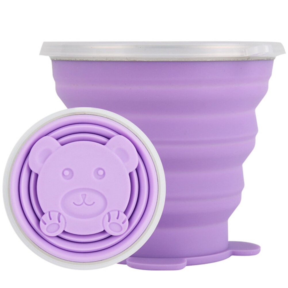 180ml sammenleggbare matkvalitets silikonkopper sammenleggbar reisekopp til fotturer camping utendørs sport kaffekrus utendørs vannkopp  #40: Lilla