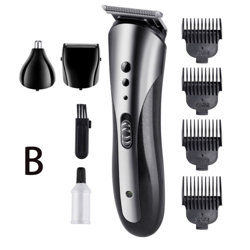 3 in 1 elektrisk klipper barbermaskine skæg barbermaskine næse hår trimmer grænse kam pleje: B