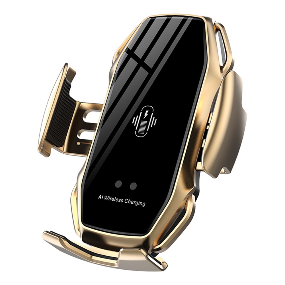 15w universele auto draadloze oplader telefoonhouder snellader 360 graden rotatie oplaadbeugel voor smartphones: B gouden