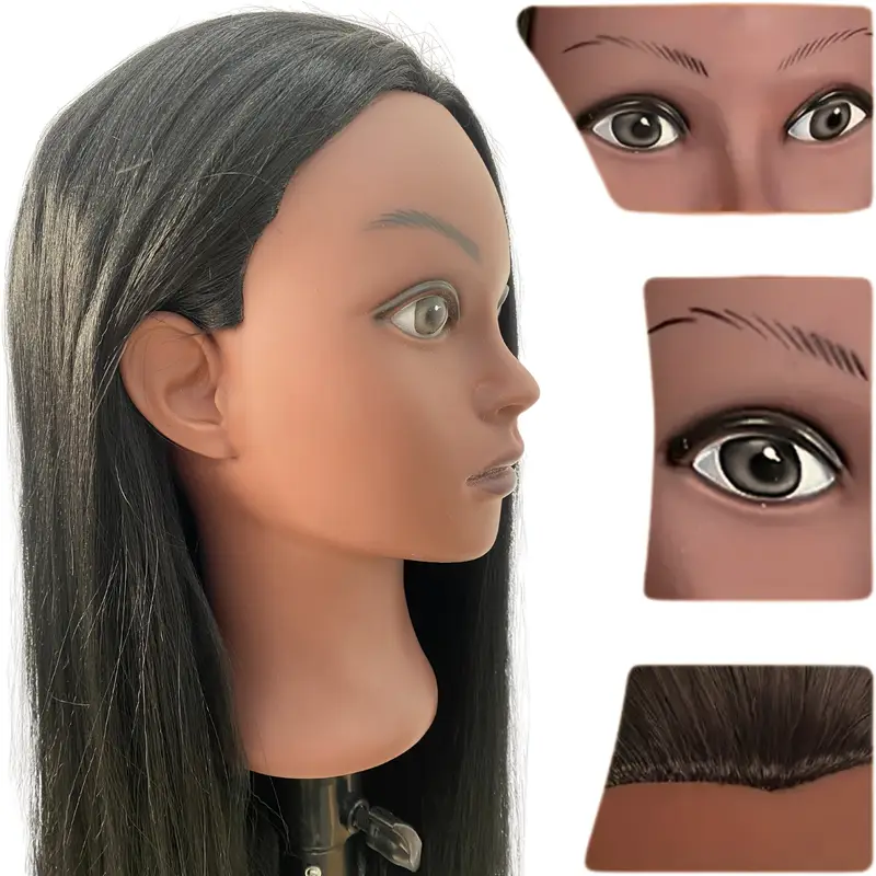 Cosmetology Mannequin Doll Head for Hairdresser Practice with Free Clamp Holder and Tools for Practice Braiding Hairstyling