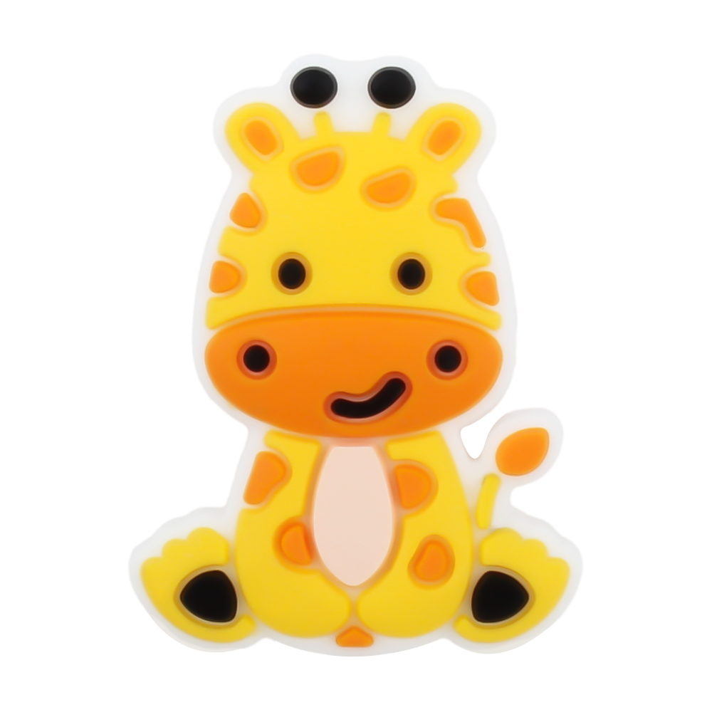 5 pièces perles en Silicone girafe singe écureuil bébé perles de dentition animaux perles focales bricolage porte-clés stylo hochet accessoires: Bleu
