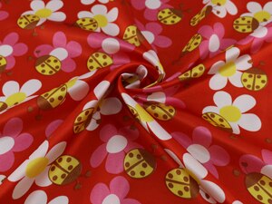 Carton Sunflower Satin Children Pattern Craft Satin Cosplay Fabric Charmeuse: red