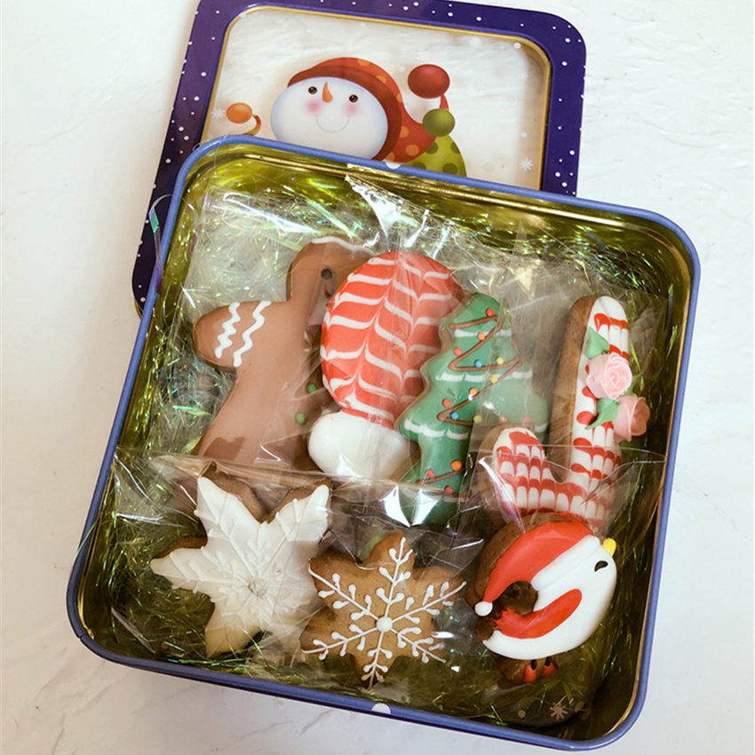 Emballage de noël en fer, boîte à bonbons, joyeux noël, bonhomme de neige, fête, décoration de bonbons Cookies faits à la main