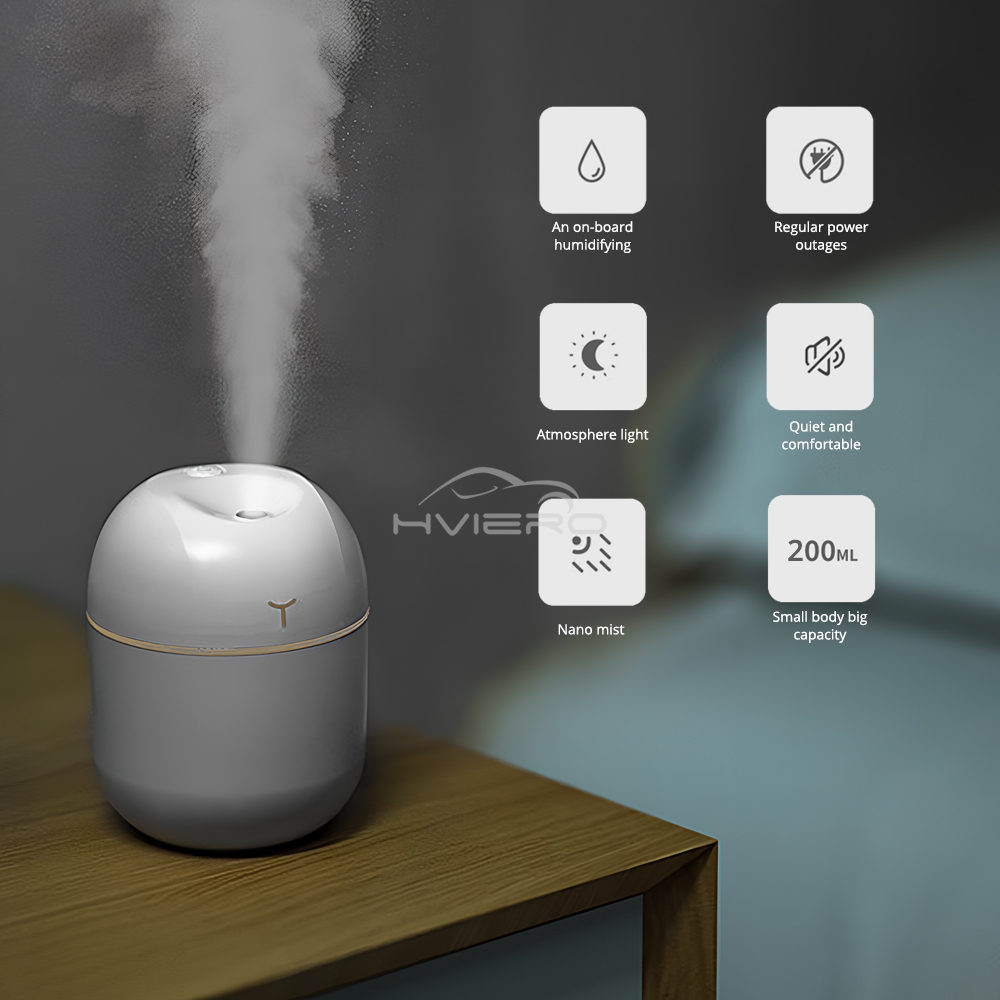 220ML Mini Ultrasonic Air Humidifier USB Charges Essential Oil Diffuser Car Purifier Aroma Anion Mist Maker Denses Fog Freshener