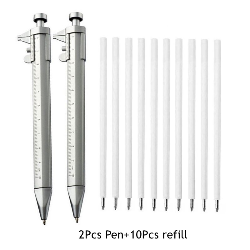 Multifunction Caliper Pen Refills Set Ball-Point 1.0mm Ballpoint pen Gel Ink Pen Rod Vernier Caliper Roller Ball Pen Stationery: Burgundy / Blue
