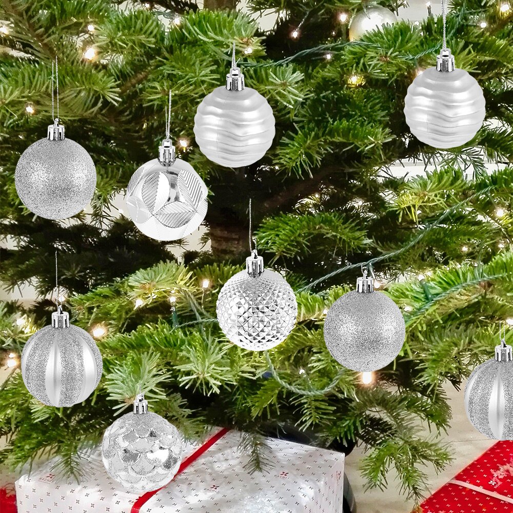 12pcs 6cm Luxury Christmas Tree Ornaments Balls Hanging Xmas Tree Decor Ball for Home Year Party