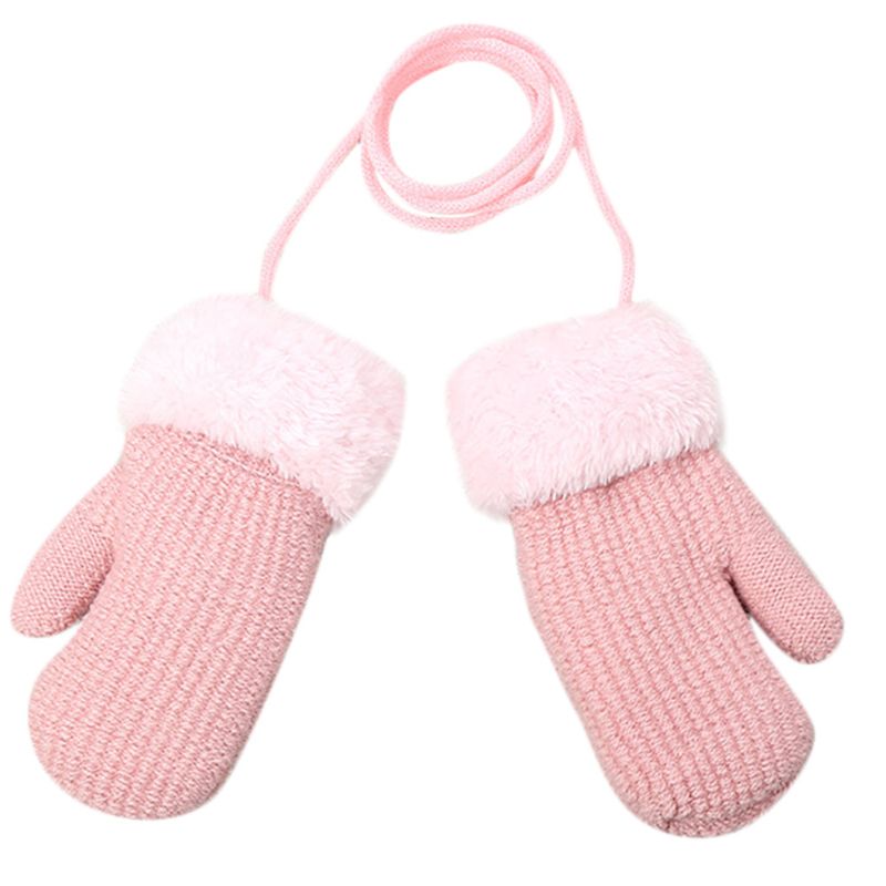 Gants tricotés en plein air | Gants d'hiver pour bébé garçon fille, gants chauds à corde: Rose