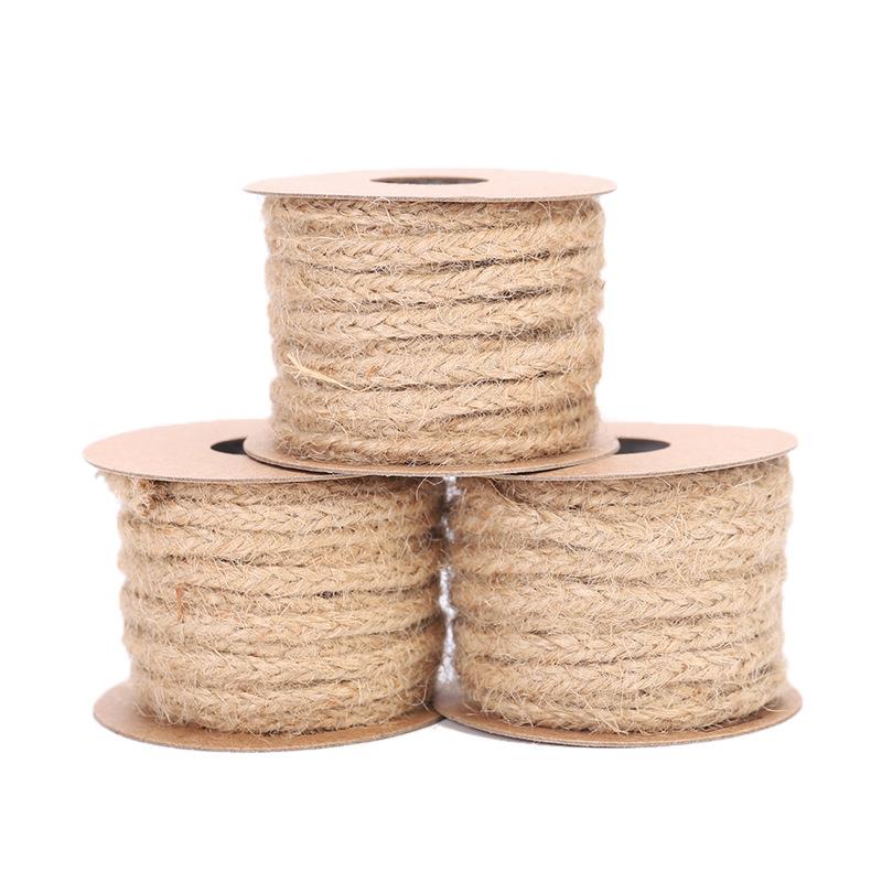 Hilo de Yute Natural de 5M, cuerda de arpillera de cáñamo, hilo para envolver de boda, bricolaje, decoración artesanal de floristería para Scrapbooking