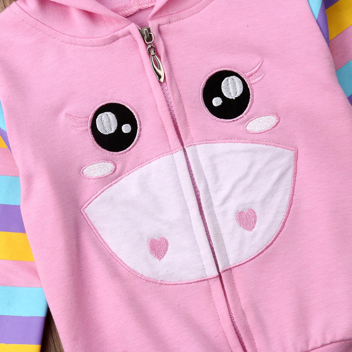 Niños pequeños de primavera, niñas, Tops con capucha de unicornio, chaqueta con cremallera y capucha de manga larga a rayas, abrigo, sudadera, ropa