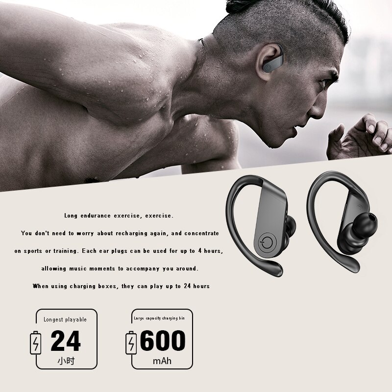 Polvcdg Draadloze Bluetooth Headset Dubbele Oor Opknoping In Oor Oordopje Running Fitness Sport Super Lange Uithoudingsvermogen