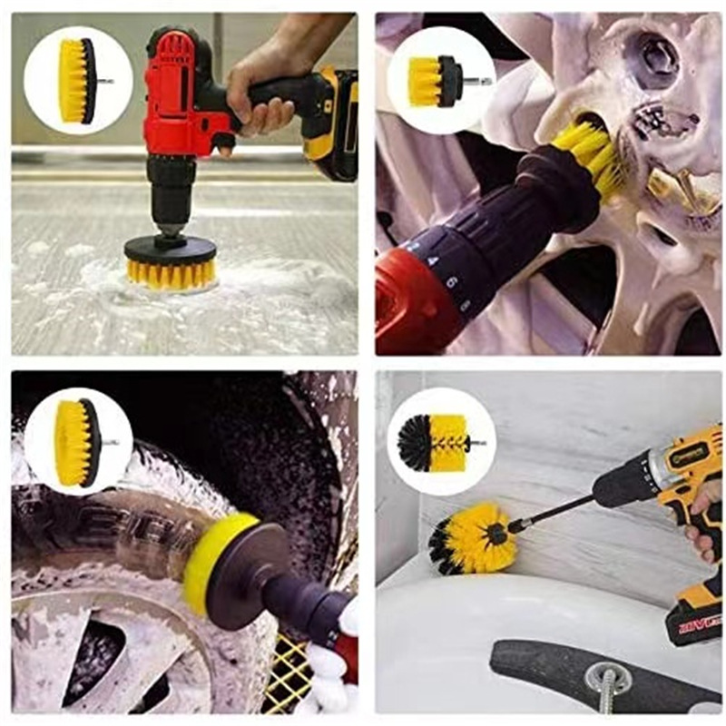 5pcs 3pcs Boor-Borstelreiniger Schrobborstels met Verlengstuk voor Auto Grout Tub Douche Keuken Auto Care Cleaning Tools