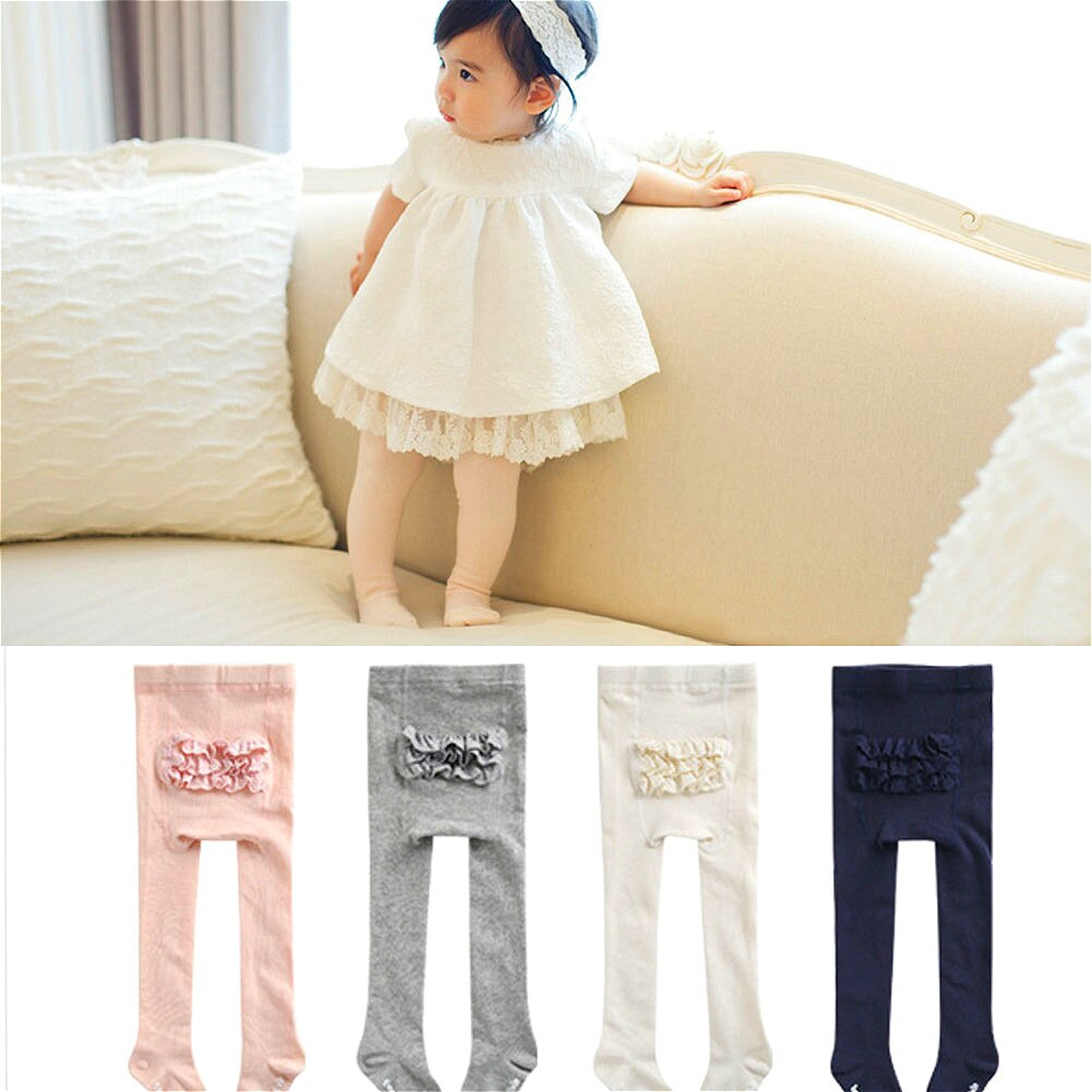 Kids Baby Girl Solid Cotton Ruffles Tights Pantyhose Summer Autumn Cotton Girls Ballet Tights Stockings