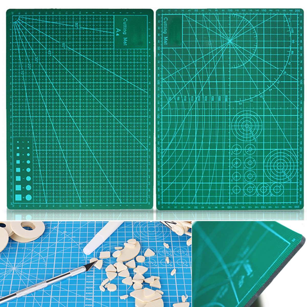 A4 PVC Self Healing Rotary Cutting Mat Craft Quilting Grid Lines Printed Board Green Patchwork Tools DIY Craft Cutting Mat Board
