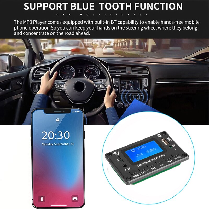 Carte décodeur MP3, lecteur MP3, Bluetooth 5.0, Module Audio, prise en charge WMA WAV TF USB, Radio FM, mains libres, DC5V 12V