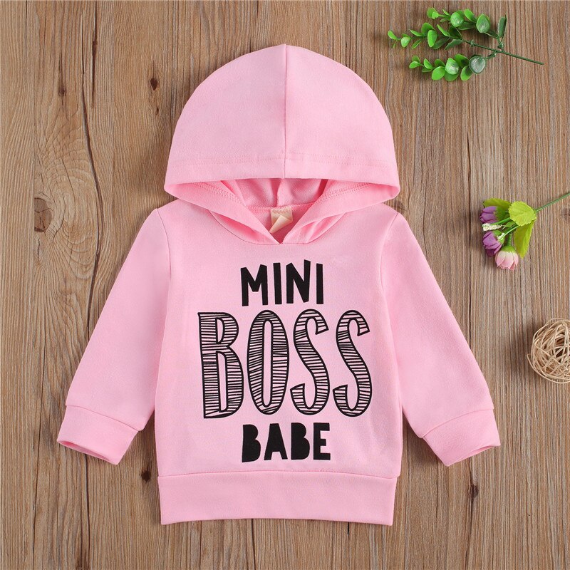 Sweat à capuche à col rond et manches longues pour enfants, haut pour garçons et filles, avec lettres imprimées, 0-3T