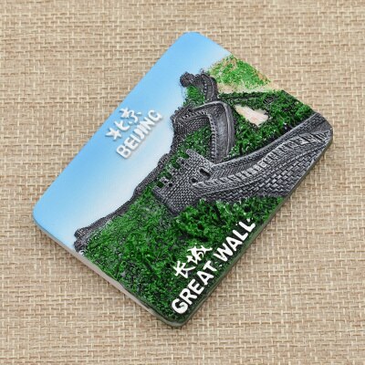 The Great Wall Fridge Magnet Tourist Souvenir Beijing Famous Landscape Refrigerator Magnetic Sticker Home Kitchen Decor: Blue Rectangle