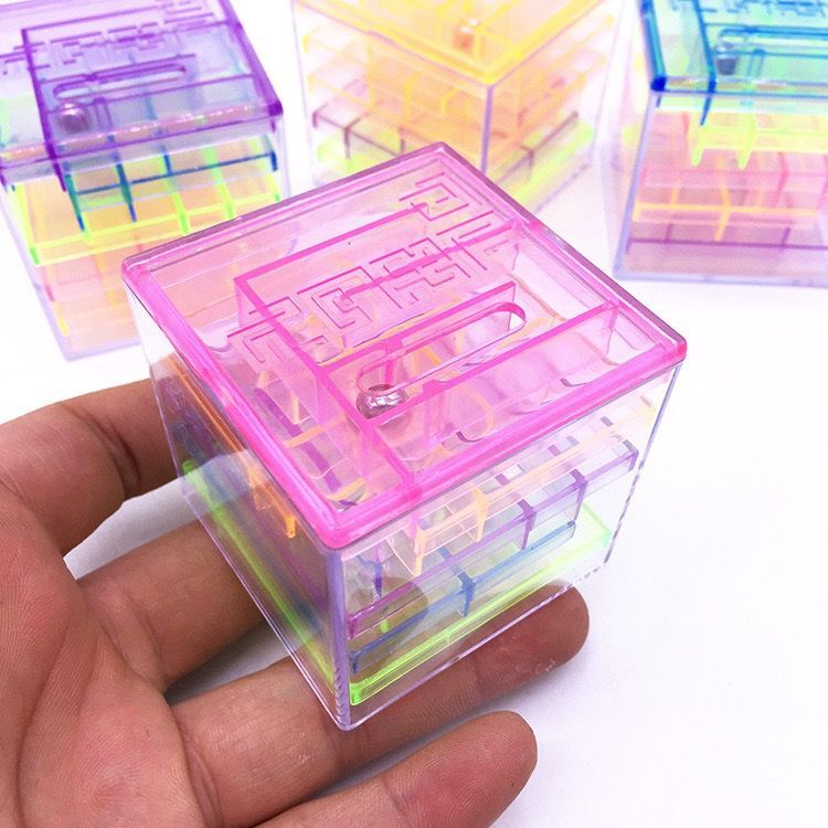 3D Mini Kleurrijke Kubus Doolhof Magische Kubus Puzzel Spel Leren Speelgoed Labyrint Rollende Bal Speelgoed Voor Kinderen Volwassen