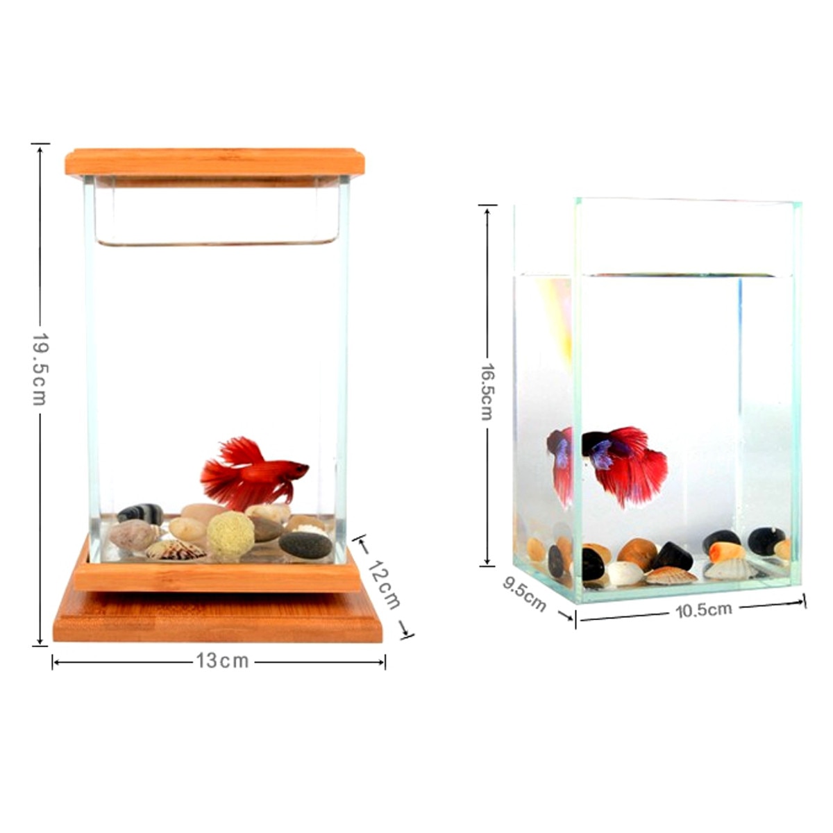 Pecera giratoria cuadrada con luz, Mini acuario, bloque de construcción, pecera, hogar, oficina, mesa, decoración, caja de alimentación