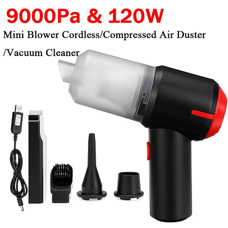 3- i -1 trådlös luftdammare usb dammblåsare handhållen dammuppsamlare laddningsbar 9000pa bärbar för pc bärbar dator bil rent tangentbord