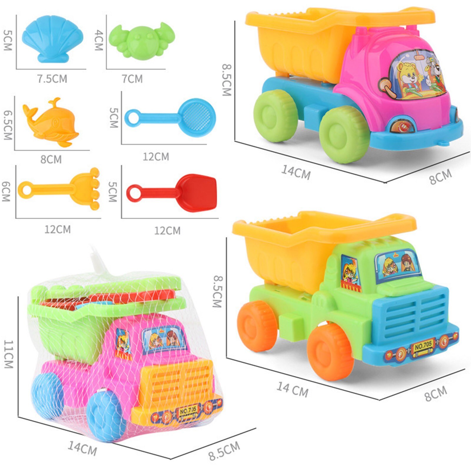 5 Stks/set Kids Strand Vrachtwagen Schop Hark Dier Mallen Kit Tuin Zandbak Zwembad Opslag Toy Collection Zand Weg Strand